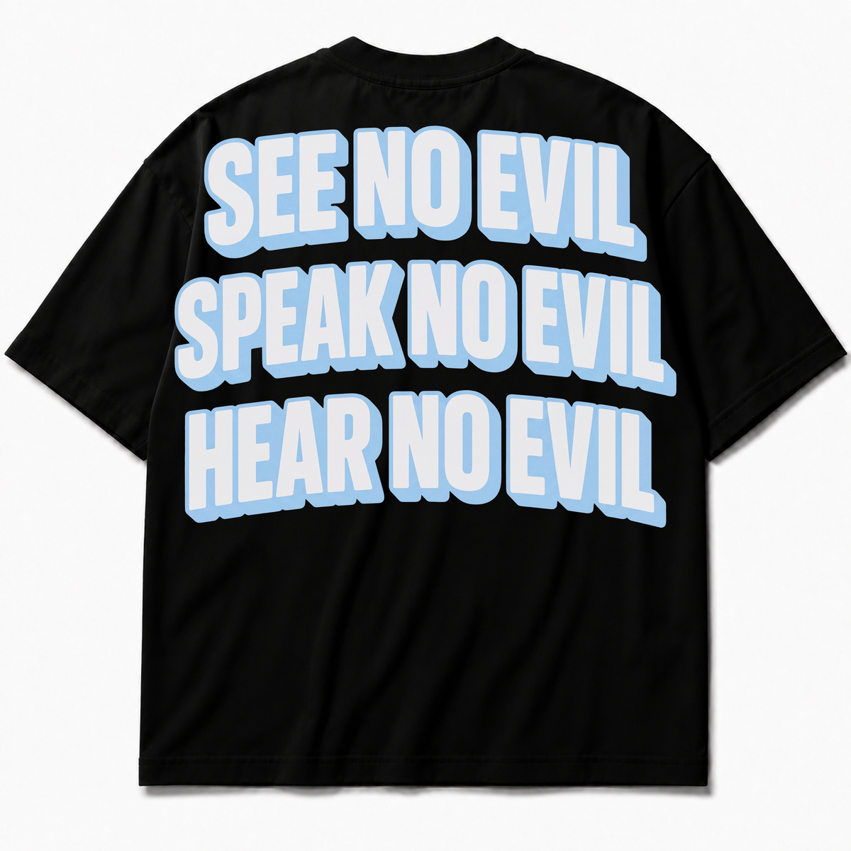 Rebranded Studios See No Evil Air Jordan 5 Black Carolina UNC 425GSM Oversized Graphic T-Shirt