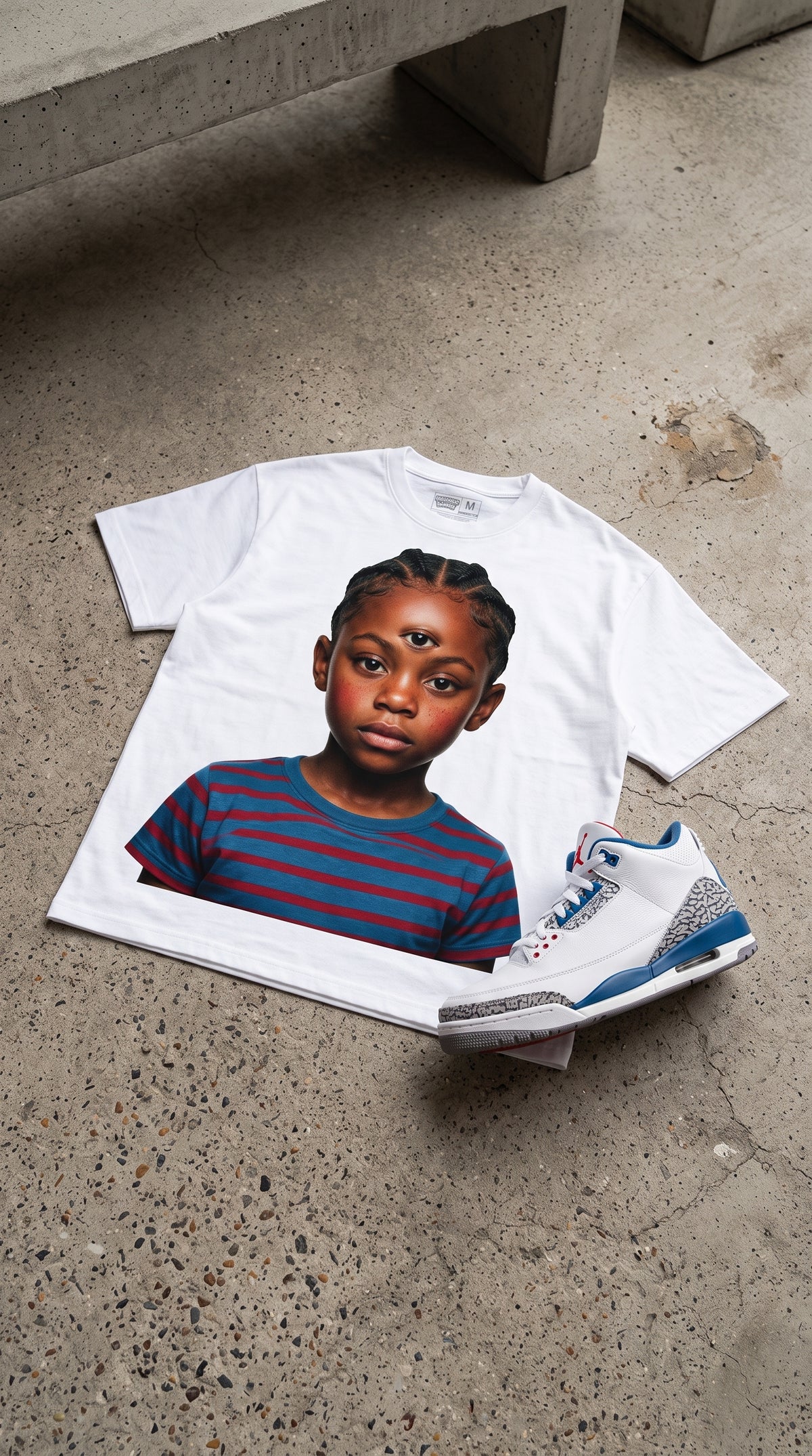 Rebranded Studios The Third Eye Air Jordan 3 True Blue Graphic T-Shirt