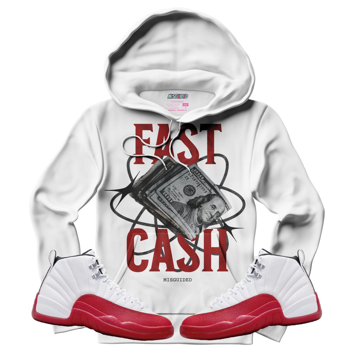 Fast Cash (Air Jordan 12 Cherry) Hoodie - Misguided