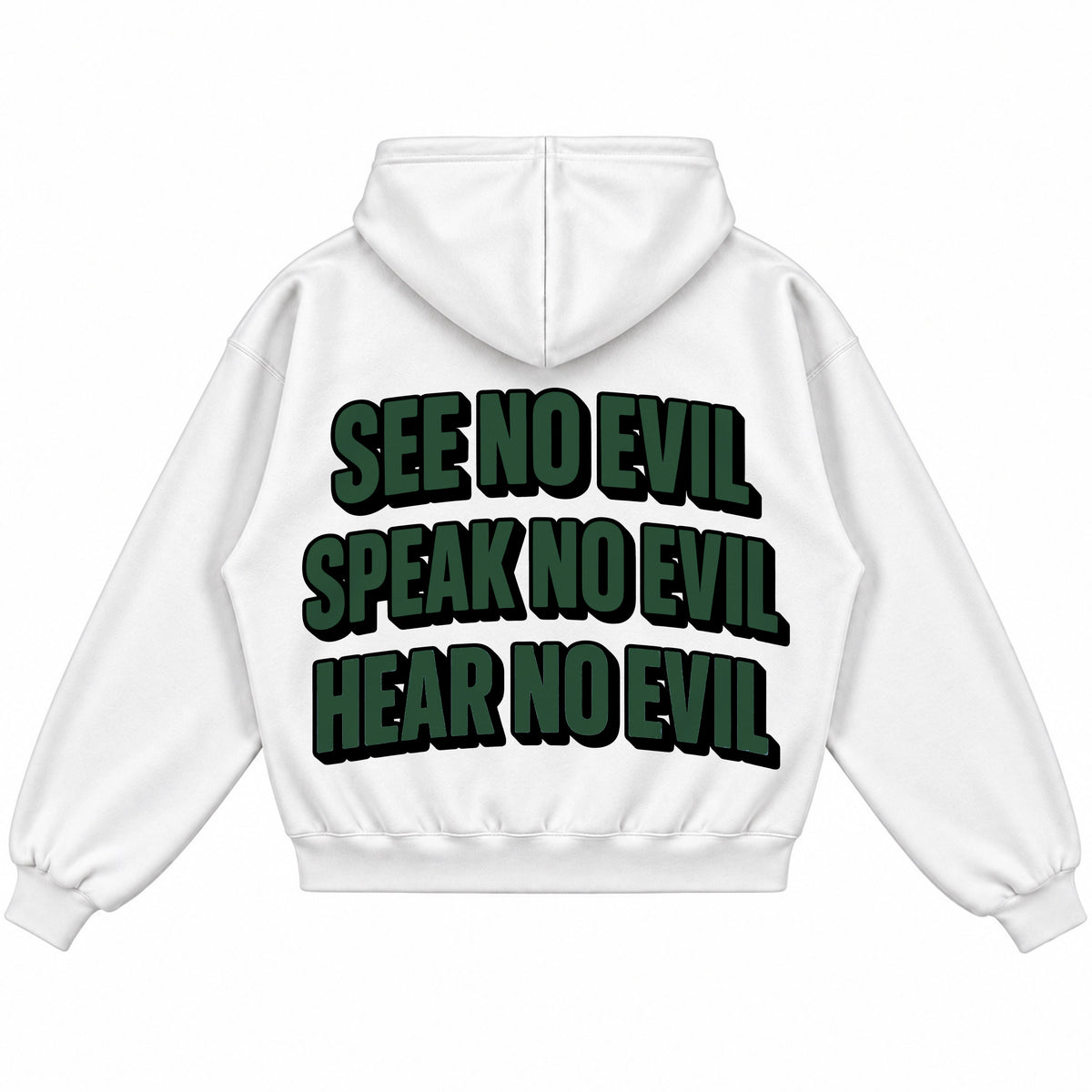 Rebranded Studios See No Evil Speak No Evil Hear No Evil Air Jordan 14 Forest Green Hoodie — printed back