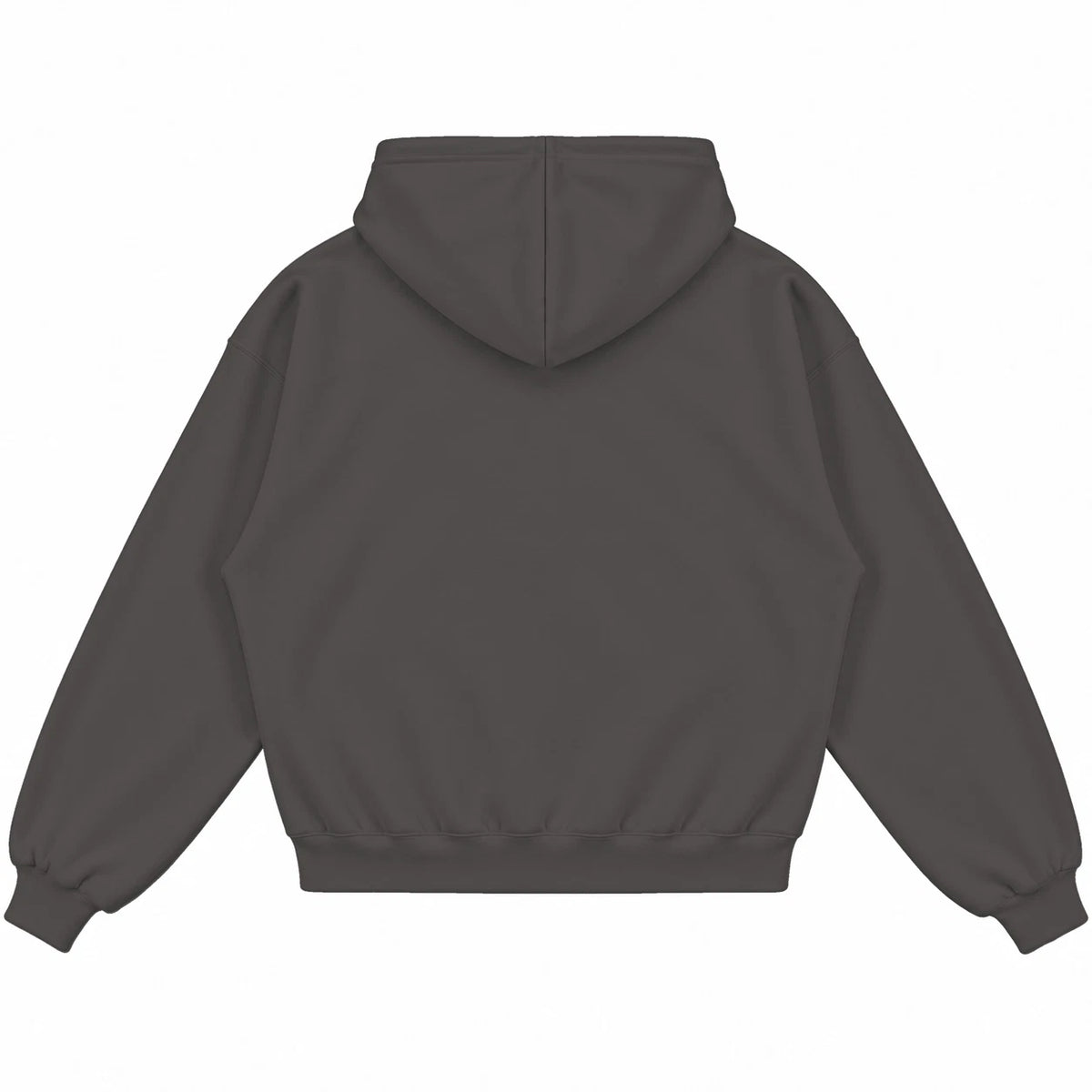 Rebranded Studios hoodie — back view without sneakers