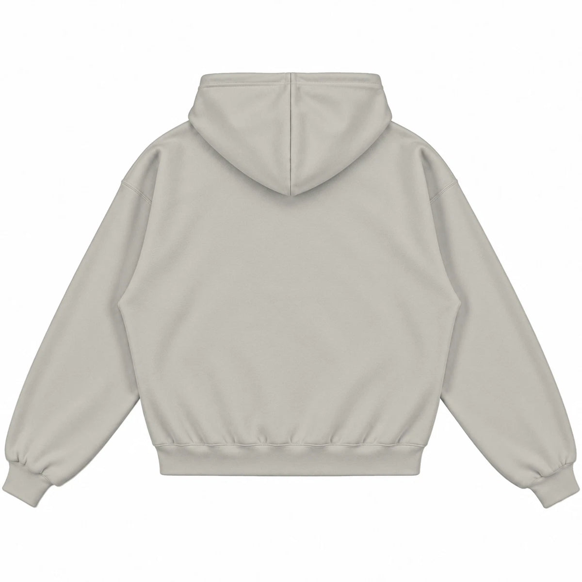 Rebranded Studios hoodie — back view without sneakers