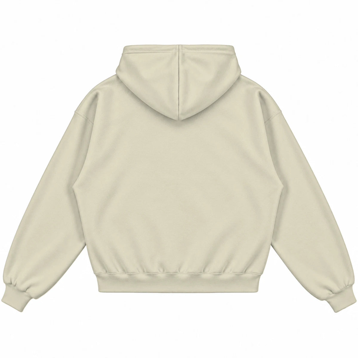 Rebranded Studios hoodie — back view without sneakers