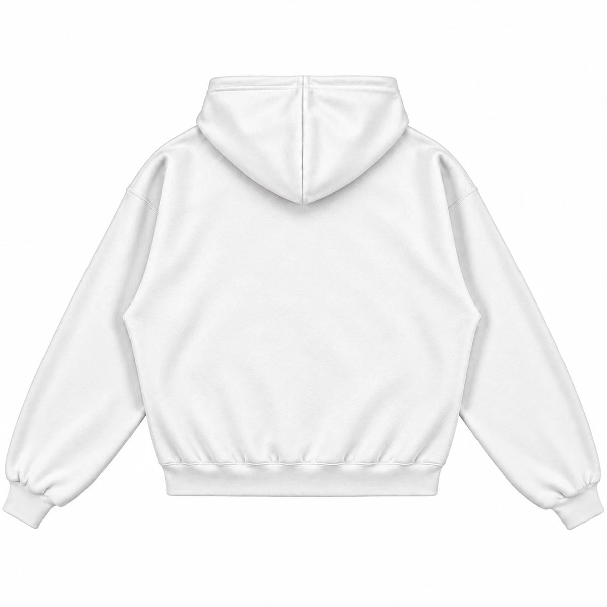 Rebranded Studios hoodie — back view without sneakers