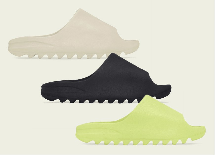 adidas Yeezy Slide “Onyx,” “Bone” and “Glow Green” Returns July 25th - Rebranded Studios