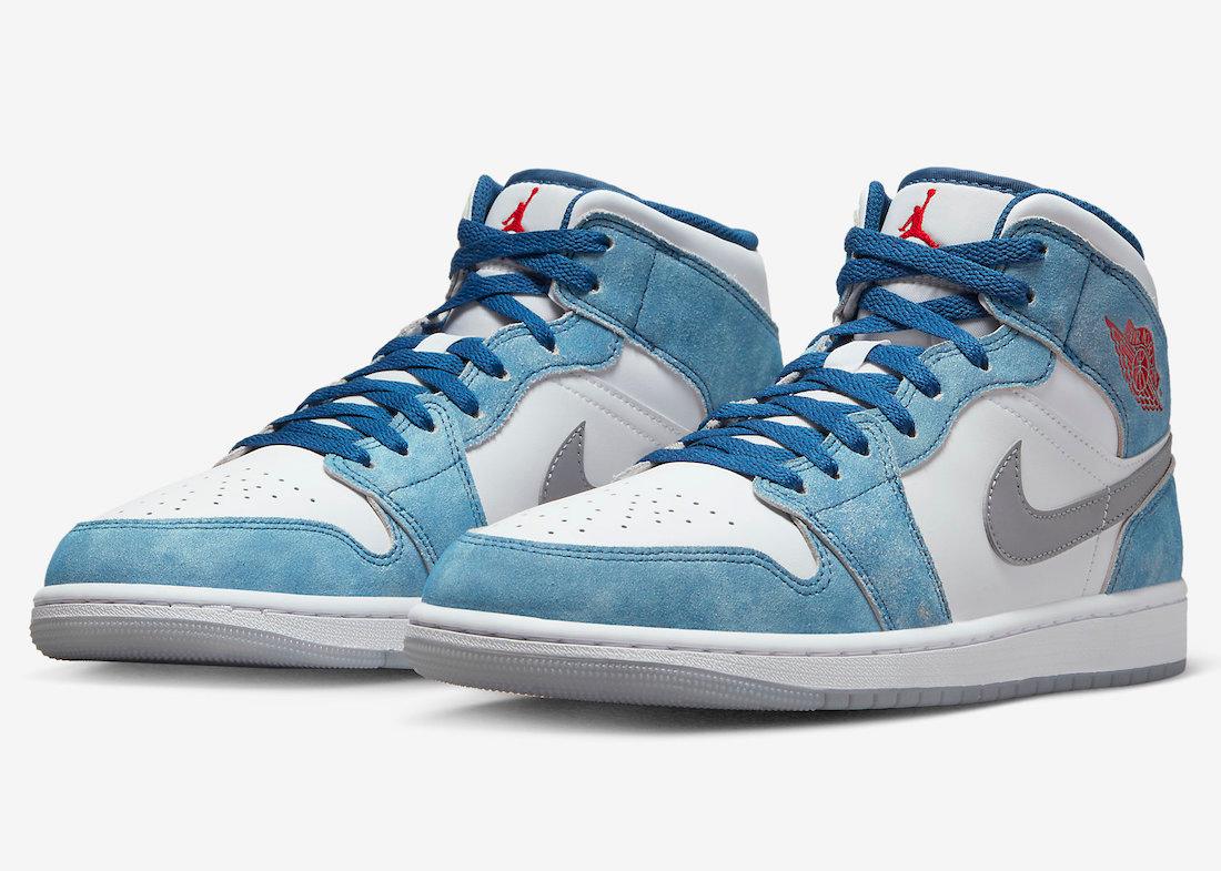 Air Jordan 1 Mid Surfaces With Dusty Blue Suede - Rebranded Studios