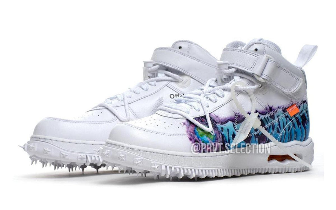 Detailed Look at the Off-White x Nike Air Force 1 Mid “Graffiti” - Rebranded Studios