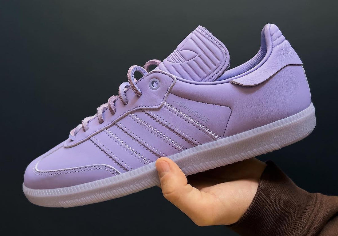 FIRST LOOK: PHARRELL X ADIDAS SAMBA HUMANRACE “LILAC” - Rebranded Studios