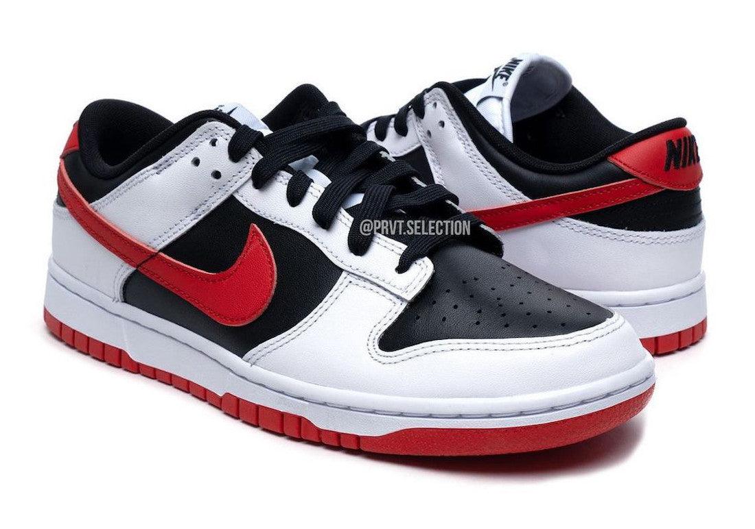 Nike Adds Red Swooshes and Soles To The “Reverse Panda” Dunk Low - Rebranded Studios