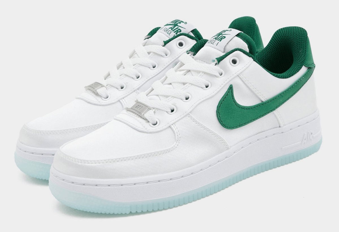 NIKE AIR FORCE 1 LOW “SATIN” SURFACES IN WHITE AND GREEN - Rebranded Studios