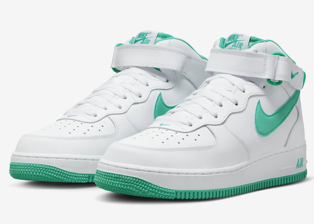 Nike Air Force 1 Mid Coming in White and Clear Jade - Rebranded Studios