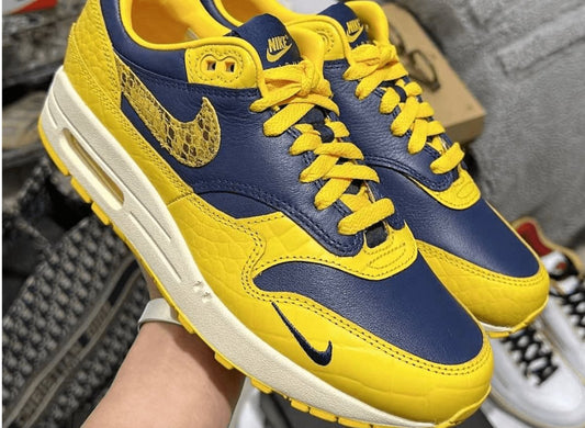 NIKE AIR MAX 1 PRM SURFACES IN MICHIGAN COLORS AND SNAKESKIN PRINT - Rebranded Studios