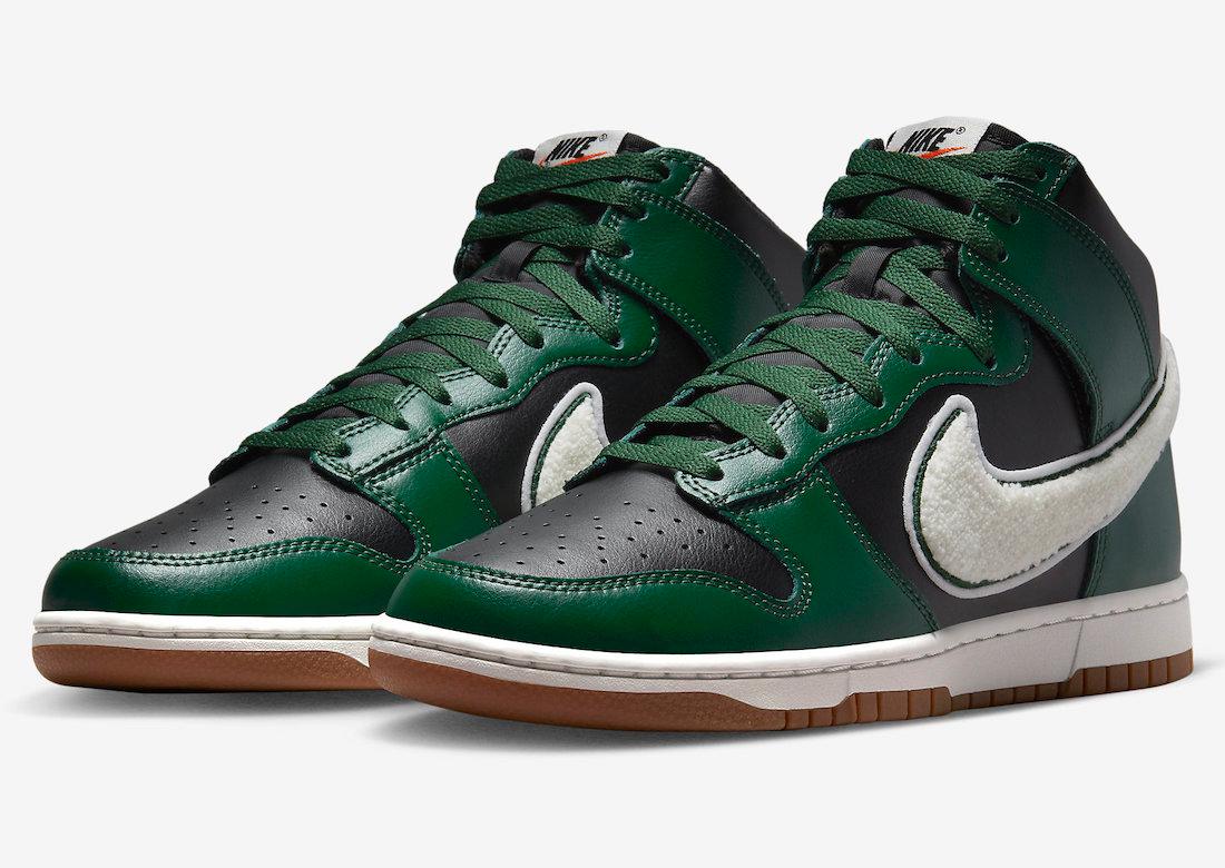Nike Dunk High “Chenille Swoosh” Revealed in “Gorge Green” - Rebranded Studios
