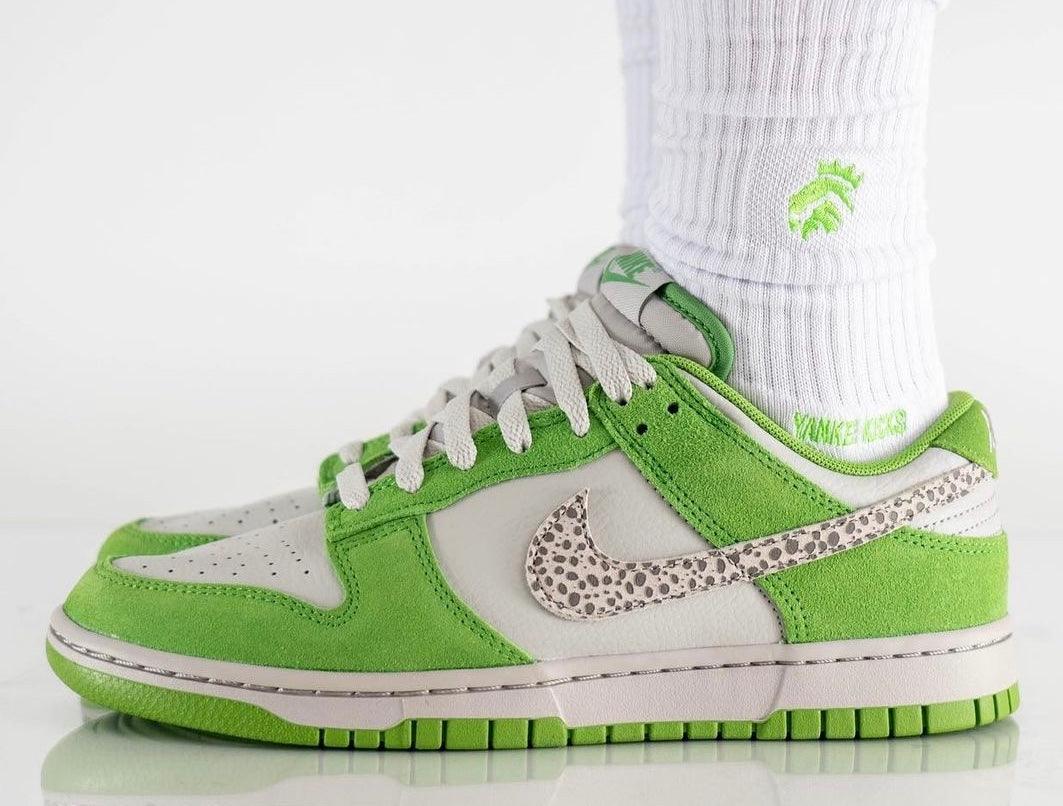 On-Feet Photos of the Nike Dunk Low Safari Swoosh “Chlorophyll” - Rebranded Studios