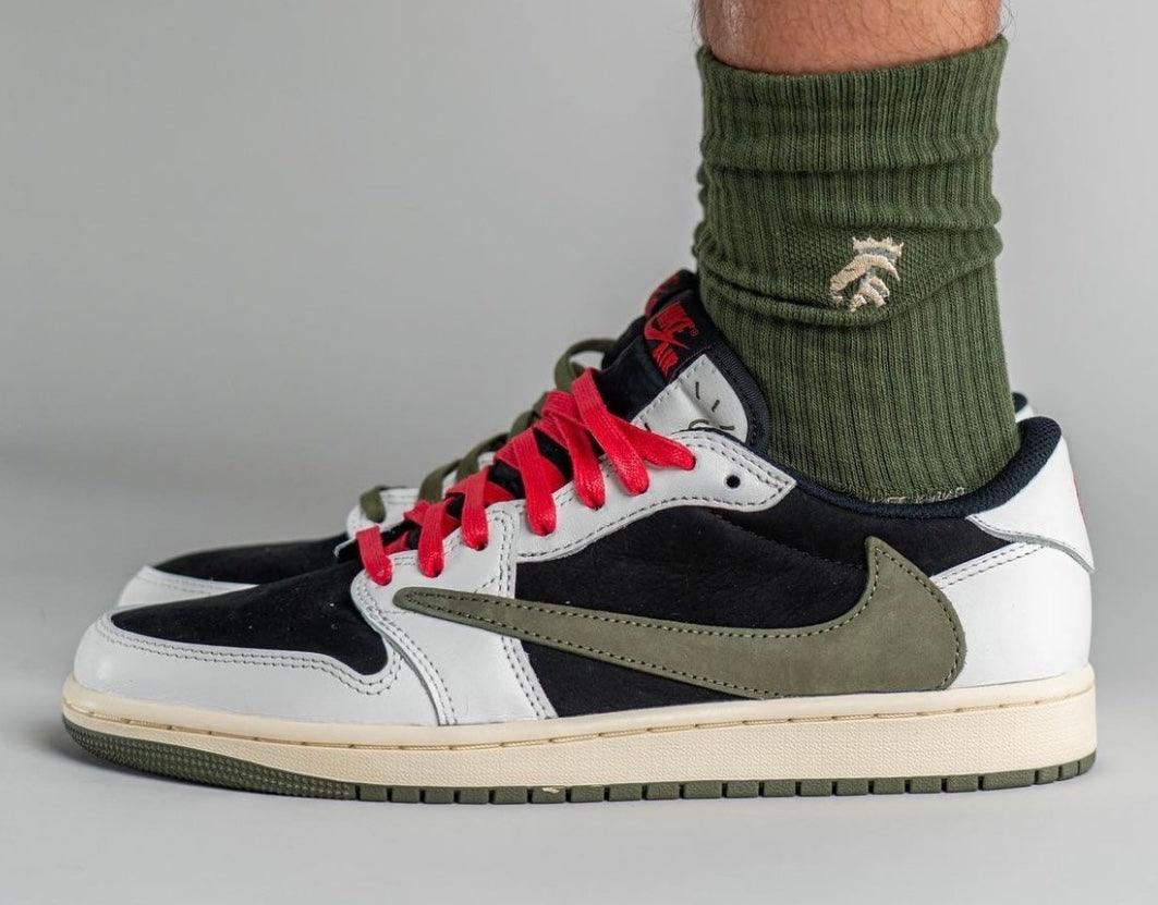 On-Feet Photos of the Travis Scott x Air Jordan 1 Low OG “Olive” - Rebranded Studios