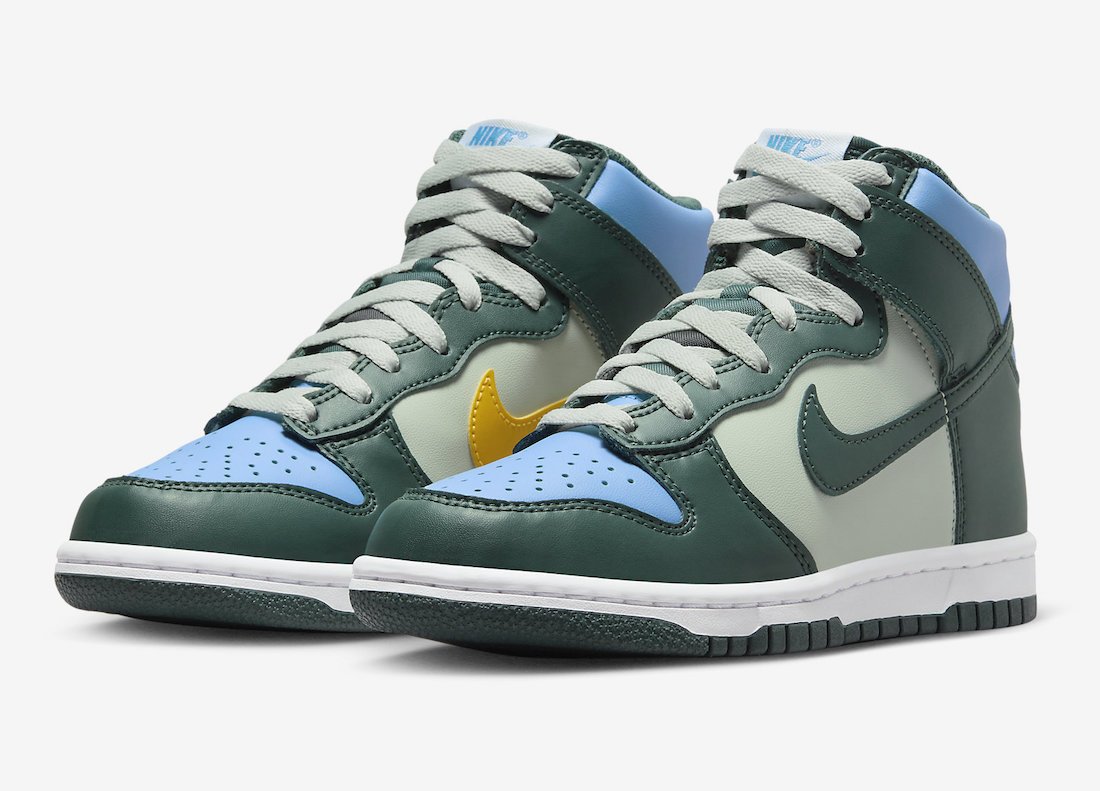 The Kids Nike Dunk High Surfaces in Deep Jungle and University Blue - Rebranded Studios