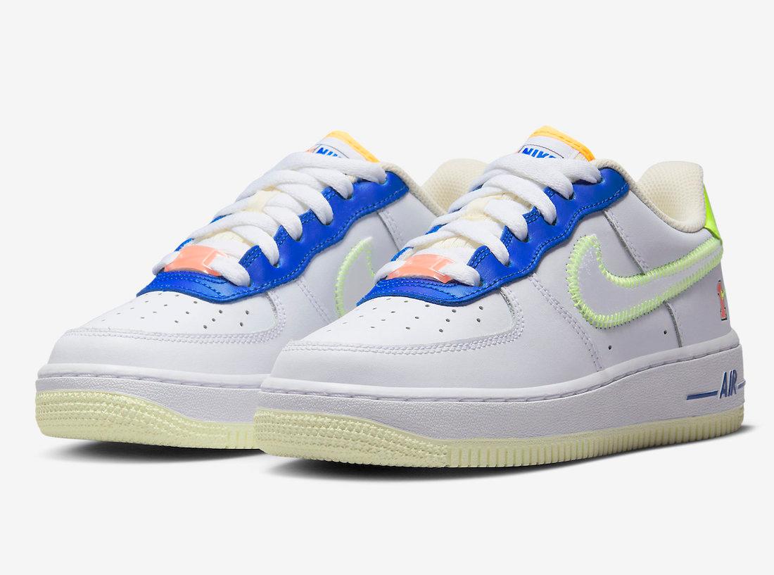 Vibrant Accents Highlights This Kids Nike Air Force 1 Low - Rebranded Studios
