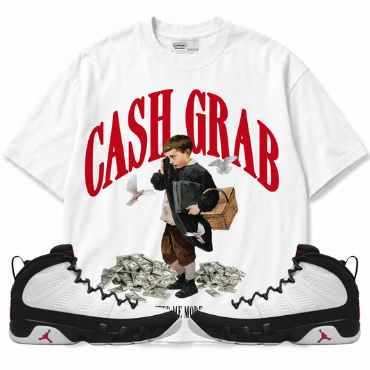 Cash Grab (Air Jordan 9 OG Space Jam) T-Shirt with matching sneakers