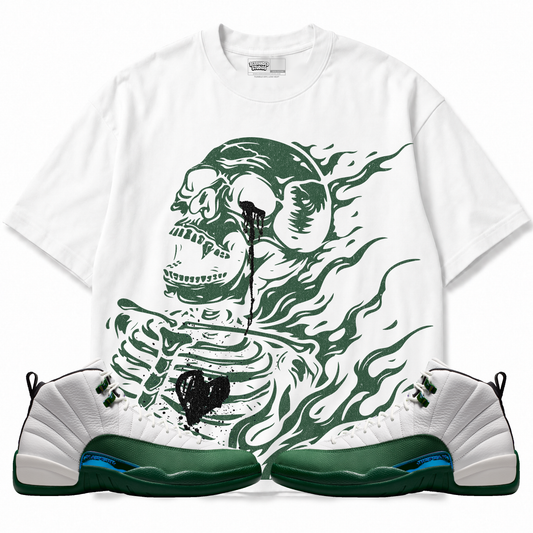 Club Air Jordan 12 Bucks graphic T-shirt with matching sneakers