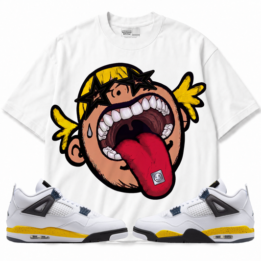 Follow Your Dreams 2.0 Air Jordan 4 Tour Yellow graphic T-shirt with matching sneakers