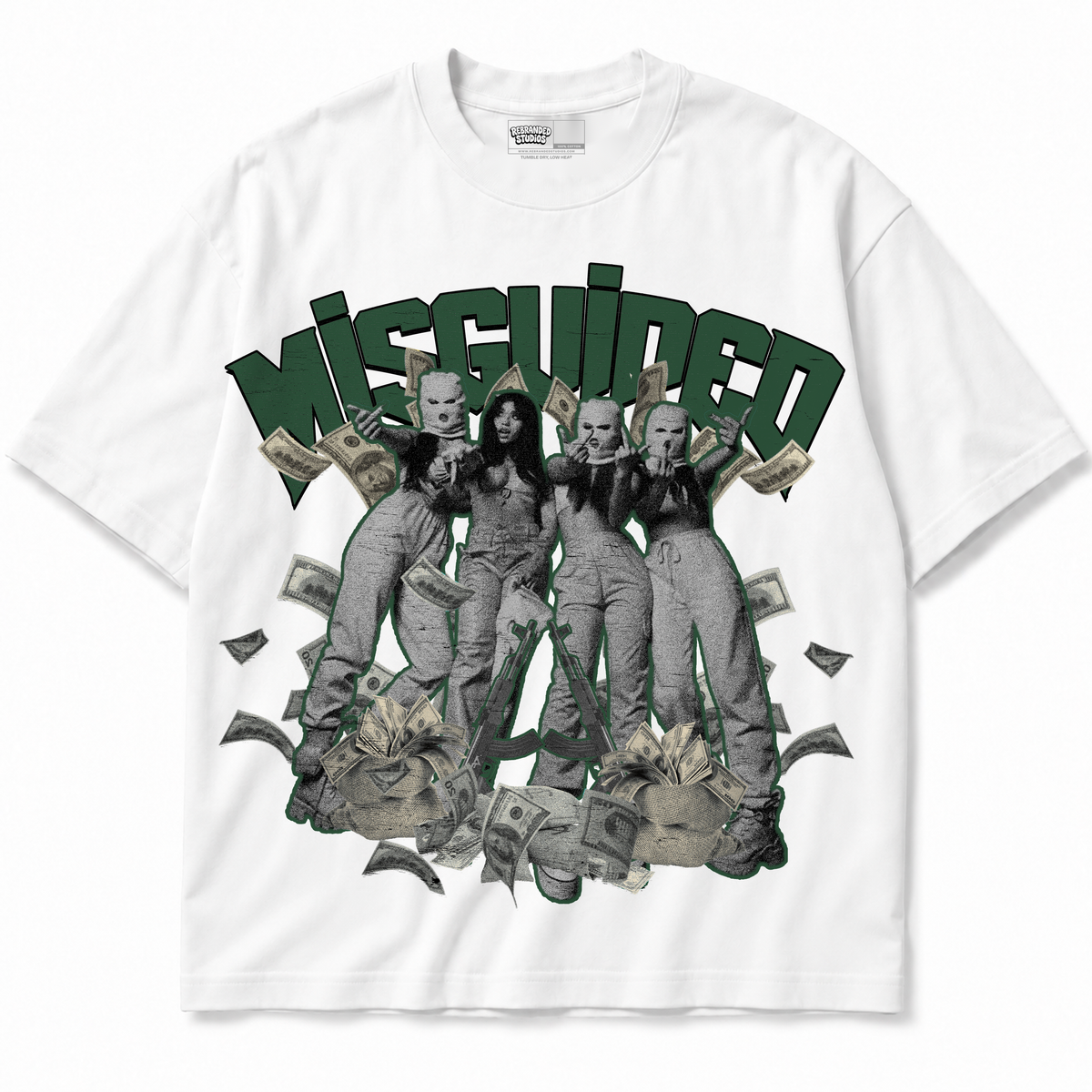 Girls Air Jordan 12 Bucks graphic T-shirt front without sneakers