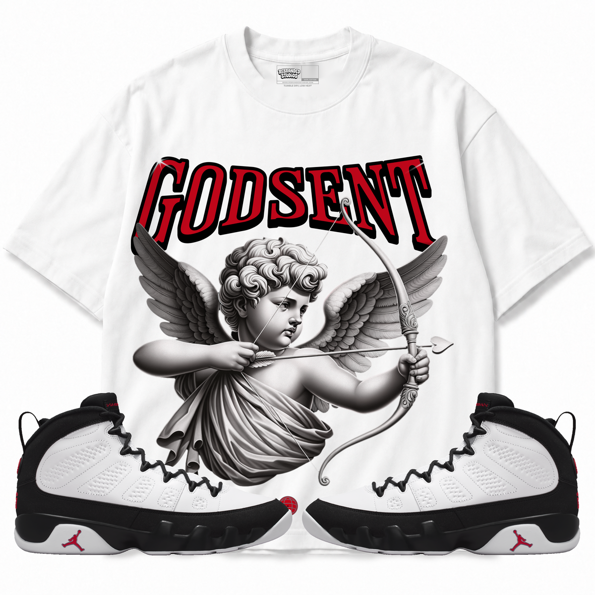God Sent (Air Jordan 9 OG Space Jam) T-Shirt with matching sneakers