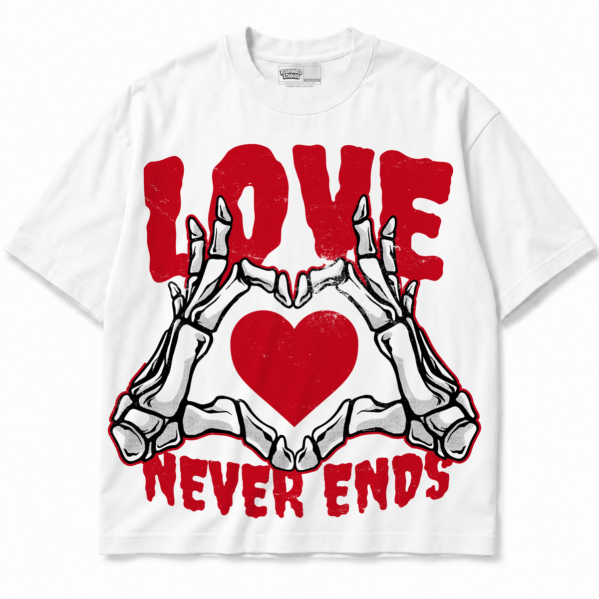 Love Never Ends Air Jordan 9 OG Space Jam Graphic T-Shirt — white T-shirt front without sneakers