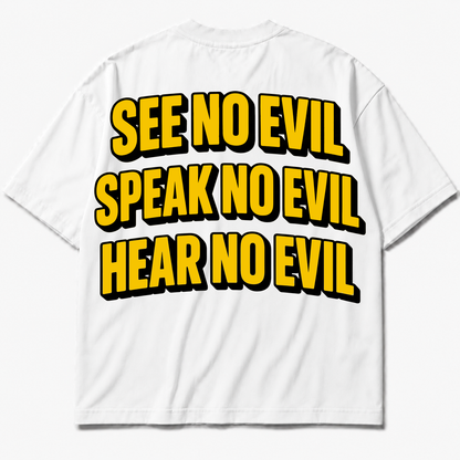 See No Evil Speak No Evil Hear No Evil Air Jordan 4 Tour Yellow graphic T-shirt back print