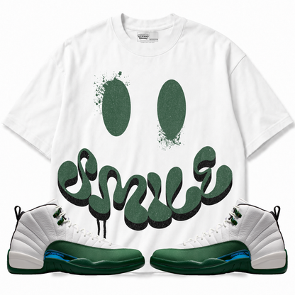 Smile Air Jordan 12 Bucks graphic T-shirt with matching sneakers