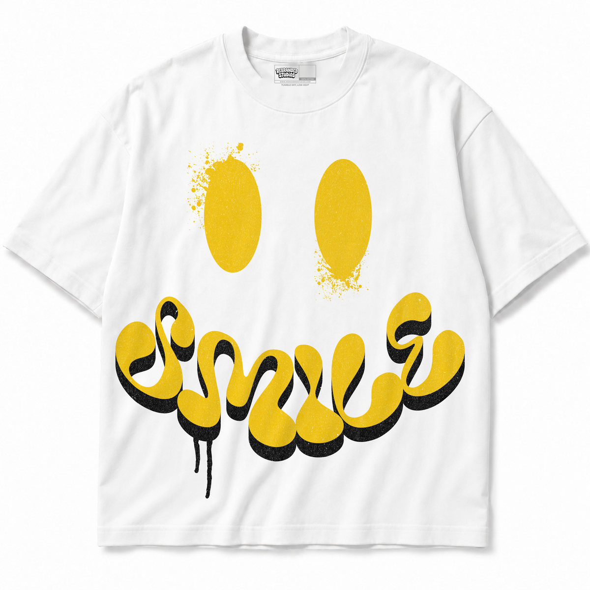 Smile Air Jordan 4 Tour Yellow graphic T-shirt front without sneakers