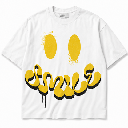 Smile Air Jordan 4 Tour Yellow graphic T-shirt front without sneakers