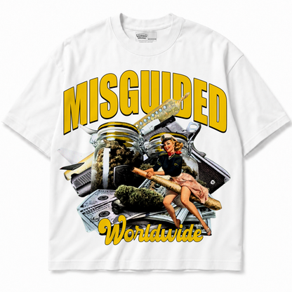 WorldWide Air Jordan 4 Tour Yellow graphic T-shirt front without sneakers