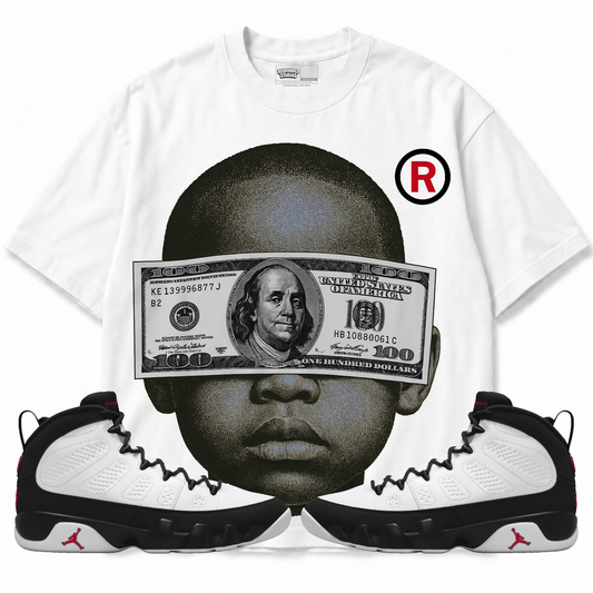 Yung Money (Air Jordan 9 OG Space Jam) T-Shirt with matching sneakers