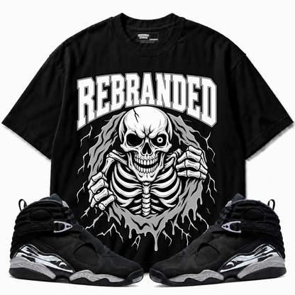 Bonez Air Jordan 8 Chrome black graphic T-shirt with matching sneakers