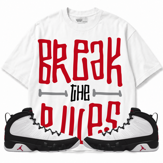 Break The Rules (Air Jordan 9 OG Space Jam) T-Shirt with matching sneakers