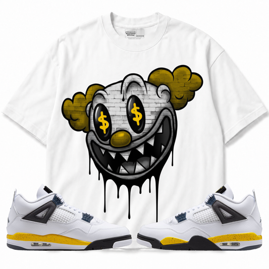 Clown (Air Jordan 4 Tour Yellow) T-Shirt with matching sneakers