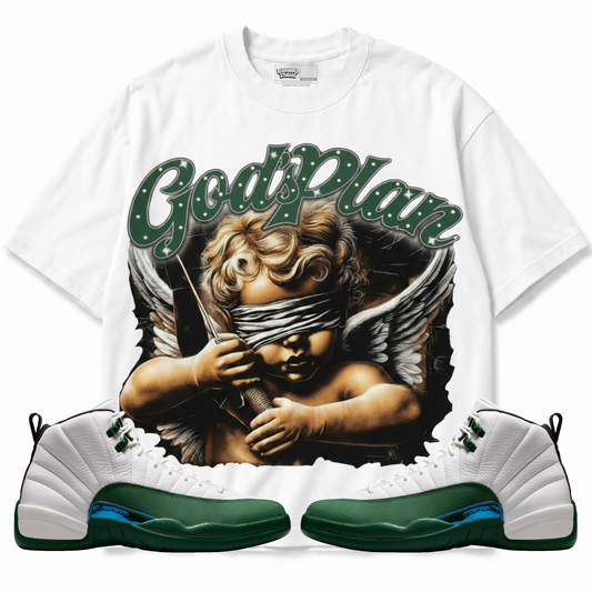 God's Plan (Air Jordan 12 Bucks) T-Shirt with matching sneakers
