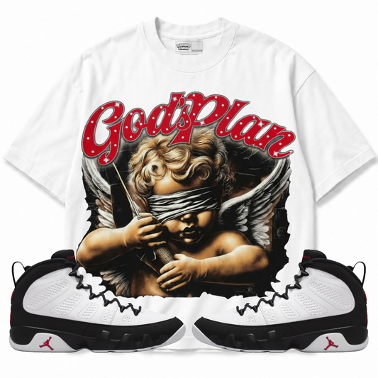 God's Plan (Air Jordan 9 OG Space Jam) T-Shirt with matching sneakers