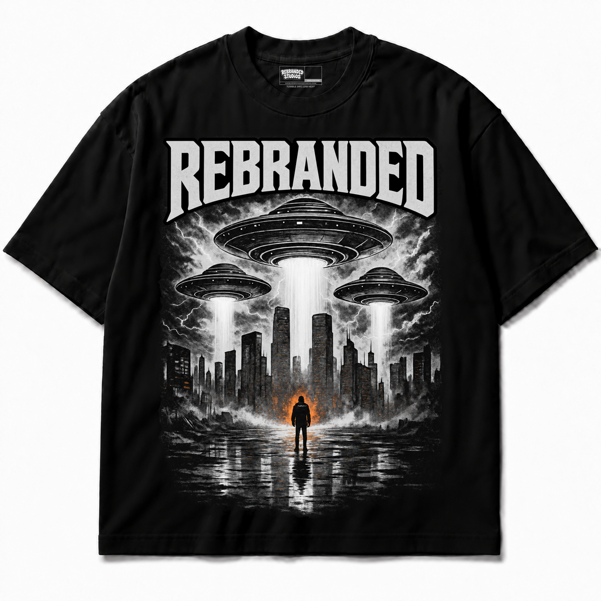 Invasion Air Jordan 8 Chrome black graphic tee front without sneakers