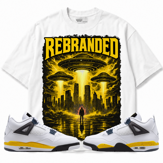 Invasion (Air Jordan 4 Tour Yellow) T-Shirt with matching sneakers
