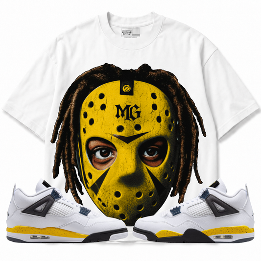 Jason (Air Jordan 4 Tour Yellow) T-Shirt with matching sneakers