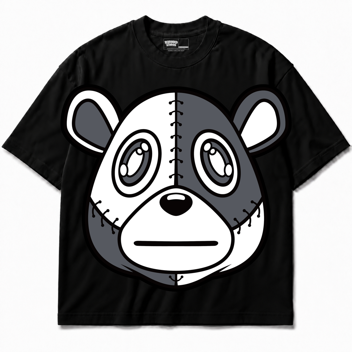 Rebranded Bear Air Jordan 8 Chrome black graphic T-shirt front without sneakers