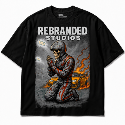 Prayers Air Jordan 8 Chrome black graphic T-shirt front without sneakers