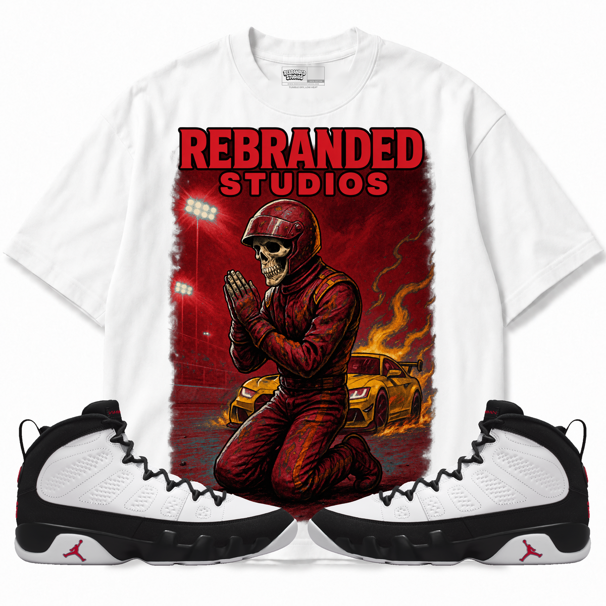 Prayers (Air Jordan 9 OG Space Jam) T-Shirt with matching sneakers