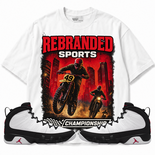 Sports (Air Jordan 9 OG Space Jam) T-Shirt with matching sneakers