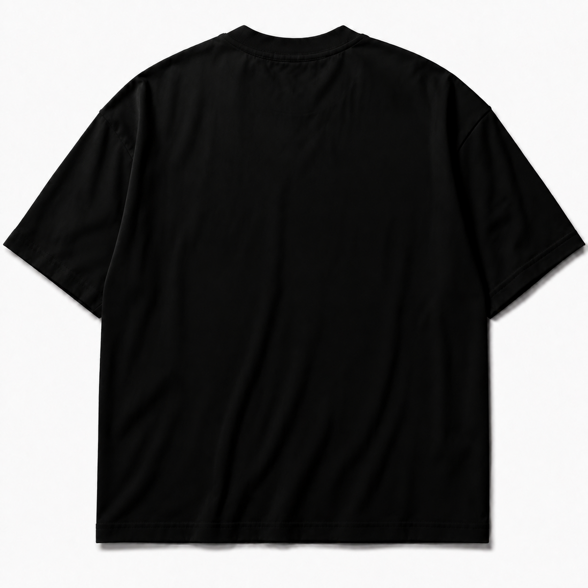 Black graphic T-shirt plain back view