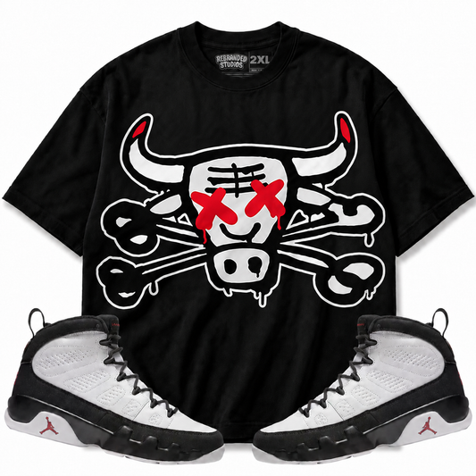 Rebranded Studios The Bull Air Jordan 9 OG Space Jam Graphic T-Shirt