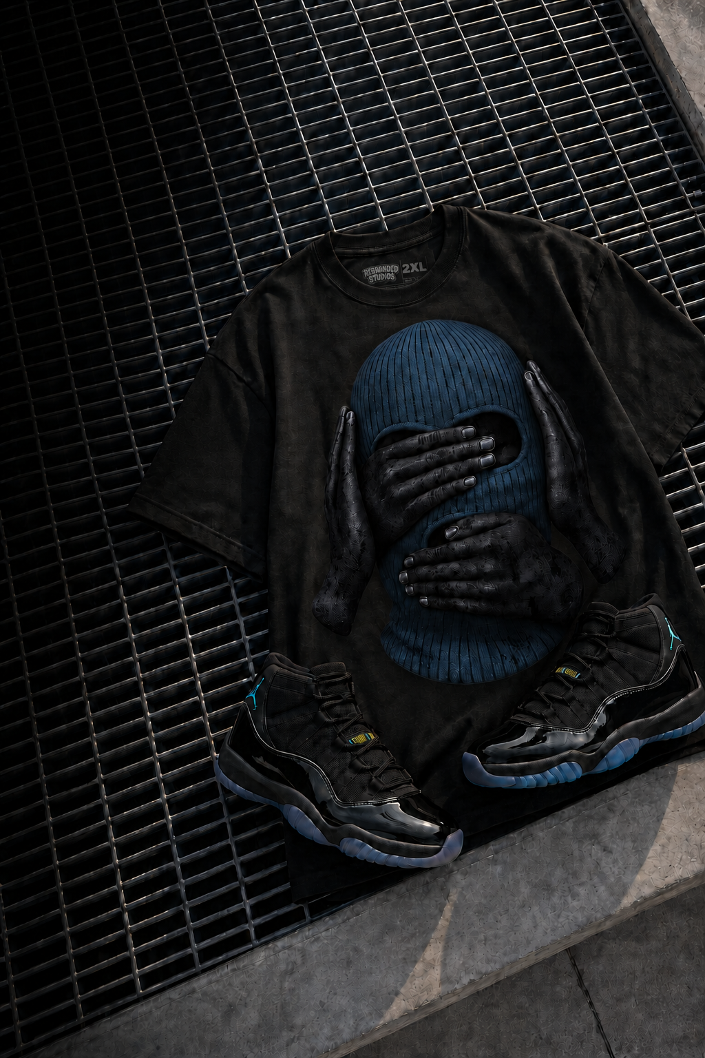 Rebranded Studios See No Evil Speak No Evil Hear No Evil Air Jordan 11 Gamma Blue Graphic T-Shirt