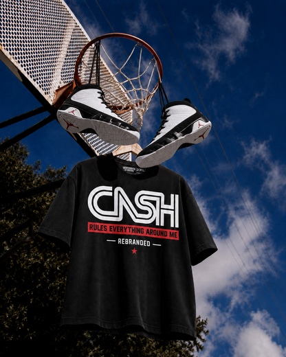 Rebranded Studios Cash Rules Everything Around Me Air Jordan 9 OG Space Jam Graphic T-Shirt
