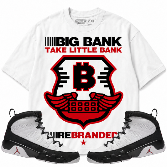 Rebranded Studios Big Bank Take Little Bank Air Jordan 9 OG Space Jam Graphic T-Shirt